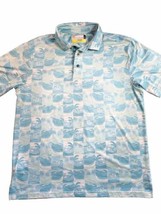 Nicklaus Eco Choice Polo Shirt Men&#39;s Medium Blue Palm Tree Golden Bear Golf - £12.51 GBP