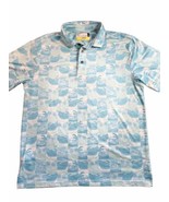 Nicklaus Eco Choice Polo Shirt Men&#39;s Medium Blue Palm Tree Golden Bear Golf - £12.29 GBP