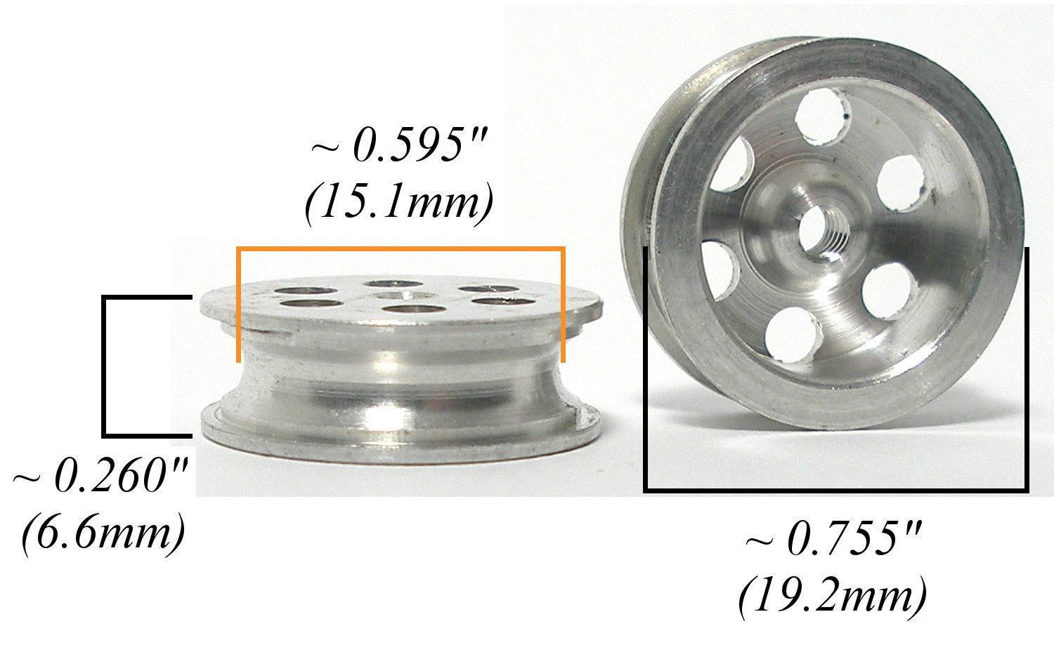 TRADESHIP 1/24 1/32 Slot Car ALUMINUM FRONT WHEEL 5/40 Thread .26x.755&quot; ... - $6.99