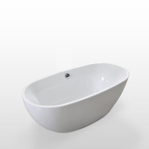 67&quot; Freestanding white bathtub with overflow contemporary soaking tub Carol - £758.58 GBP