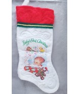 VTG 1980&#39;s Santa’s Best White Felt Embossed Baby&#39;s First Christmas Stock... - $11.00