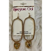 Bosuk rhinestone hexagon earrings with topaz heart stone in Gold - size One Size - £23.68 GBP