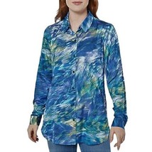 Susan Graver Regular Printed Stretch Charmeuse Big Shirt MEDIUM (892) - £21.01 GBP