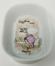 Soap Dish Mother Goose White Vintage 1980 Handmade Hand Painted Ceramic - £11.87 GBP