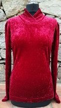 Katharine Hamnett Vintage Red Crushed Velvet Long Sleeve Top Boho Winter... - $46.54