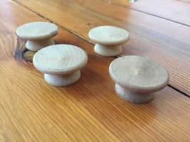 Lot of 4 Unfinished Round Concave Maple Wooden Wood Drawer Pulls Knobs 3... - $24.99
