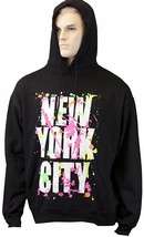 New York Paint Splash Hoodie Sweatshirt NY Splatter Black Turquoise Pink... - £18.89 GBP