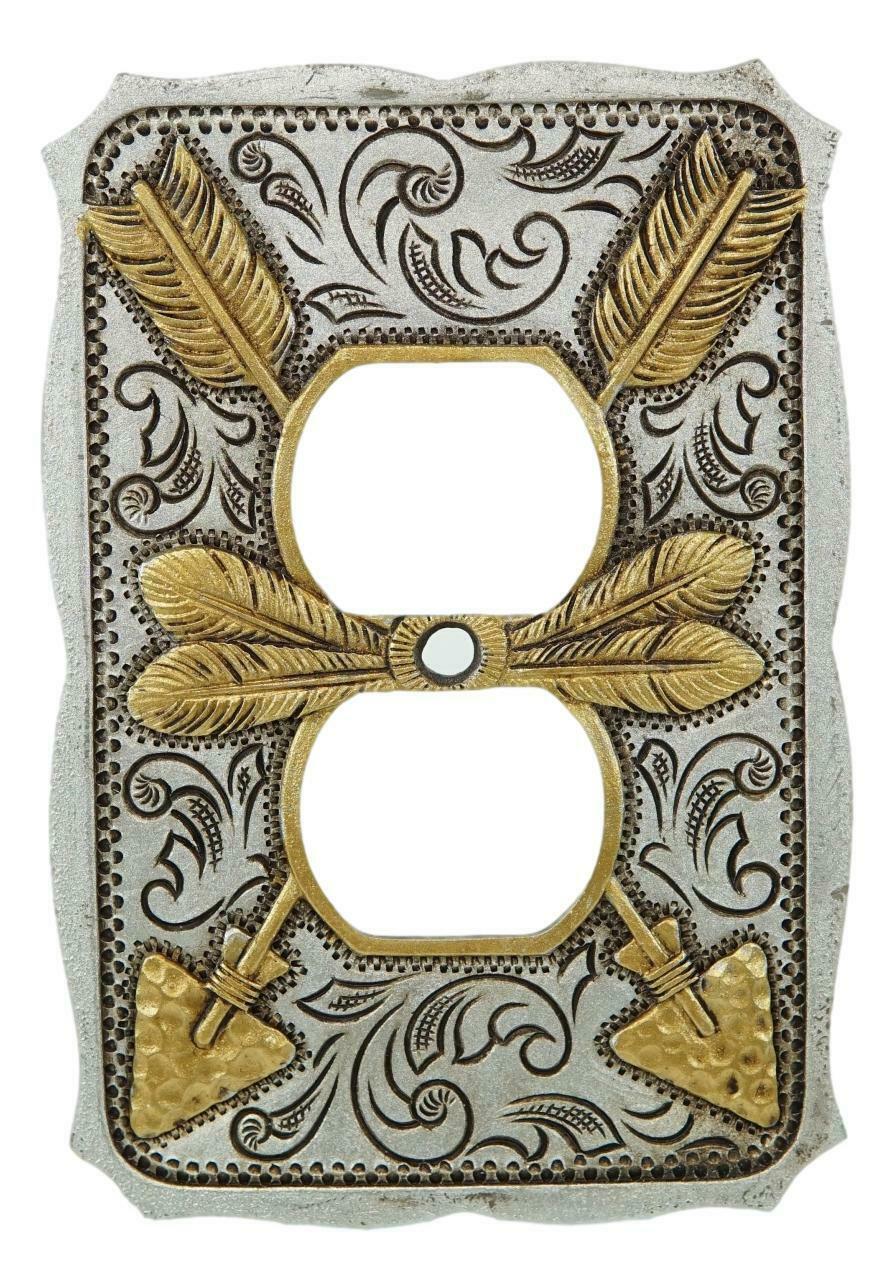 Set Of 2 Navajo Golden Crossed Arrows Wall Double Receptacle Outlet Plates - $22.99