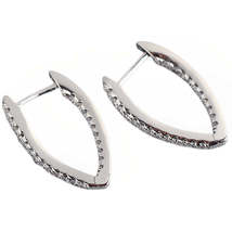 Anyco Earrings Sterling Silver Minimalist Pave Crystal Zircon V-shaped Chic Stud - £24.25 GBP