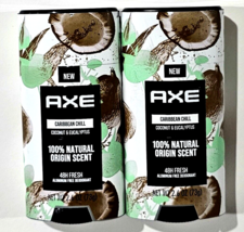 2 Pack Axe Caribbean Chill Coconut &amp; Eucalyptus 48hr Aluminum Free Deodo... - £20.74 GBP
