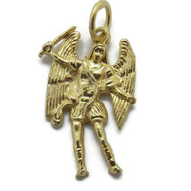 Archangel Michael (Arcangel Miguel) 14k Yellow Gold Pendant Charm!! - £207.03 GBP