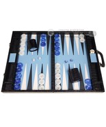 Open Box! 21&quot; Marcello de Modena Leather Backgammon Set - Croco Blue - £350.04 GBP