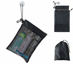 Mesh Shower Caddy Tote with Drawstring Pouch, Black - $46.52
