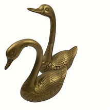 Vintage Brass Swans Figurines Ducks Birds MCM Décor 11.5&quot; Set of 2 - $45.53