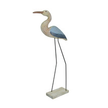 29 Inch Hand Carved Wood Blue Heron Bird Statue Home Coastal Decor Sculpture Art - £39.55 GBP