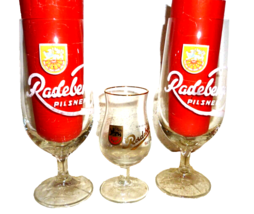 3 Radeberger Dresden Radeberg East German Schnapps &amp; Beer Glasses - £15.68 GBP