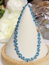 Turquoise Blue Clear Beaded Bracelet Dainty &amp; Thin  minimalist Style NEW No Tags - £11.68 GBP