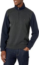 Tommy Hilfiger Men&#39;s French Rib Quarter-Zip Pullover in Color Block Grey... - £31.78 GBP