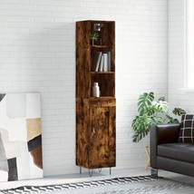 Industrial Rustic Smoked Oak Wooden Tall Narrow Storage Cabinet 1 Door Shelves - £90.67 GBP