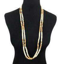 COLDWATER CREEK jasper stone faux pearl necklace - long heavy double-str... - $23.00