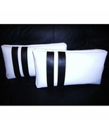 Soft Lambskin Stylish Cover Leather Decor White &amp; Black Pillow Cushion G... - $823.49 MXN