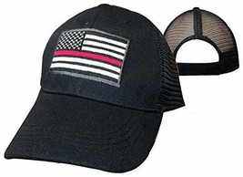 Mesh Support Trl Fire Department Thin Red Line Usa Flag Patch Cap CAP650M Hat - £7.81 GBP