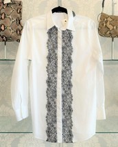 DOLCE &amp; GABBANA White Cotton Blend Button Down/Blouse w/Lace Trim Sz 42/US8 $995 - £272.58 GBP
