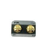 Vintage 1928 Clip Earrings Gold Tone Dome Shape w Raised Cross 1" A2071 - $22.23