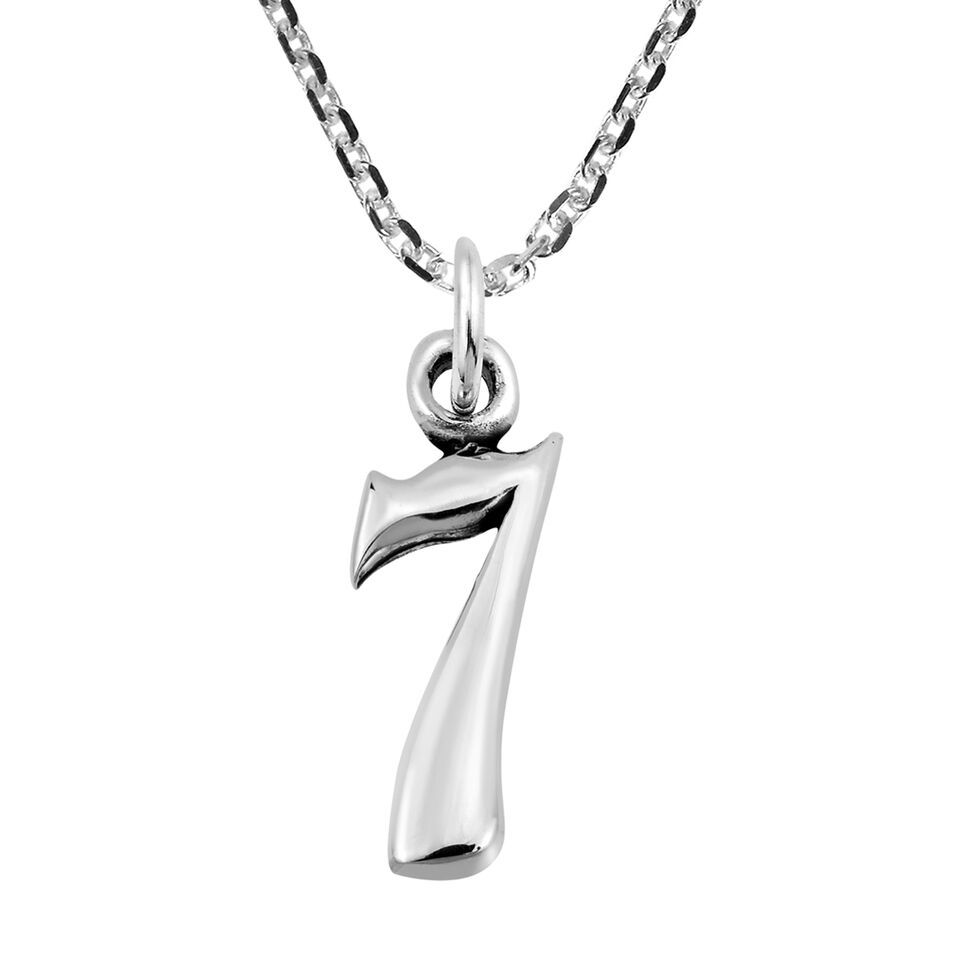 Primary image for Trendy Birth Month .925 Sterling Silver Number '7' Gift Pendant Charm Necklace