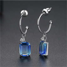 Blue Crystal &amp; Cubic Zirconia Huggie Earrings - £11.84 GBP