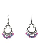 Vintage-Style Silver Chandelier Earrings With Pink &amp; Blue Faceted Beads - $236.30 MXN