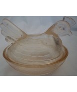 VINTAGE H MARK LIGHT PINK GLASS SMALL CHICKEN HEN ON A NEST COVERED DISH... - £9.21 GBP