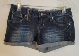 Womens Juniors 5 ZD Distressed Dark Blue Cut-Off Denim Jean Shorts - £8.60 GBP