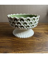 Vtg Regaline Footed Bowl Basket Plastic Melamine Green Insert Arched Lat... - $19.95