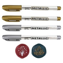 Wax Seal Pen Kit, 4 Pieces Metallic Pen For Decorating Sealing Stamp Wed... - £12.60 GBP