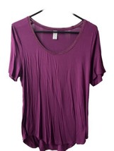 Old Navy Luxe Womens Size S Burgundy Red Dressy T shirt Top Hi Lo Scoop Neck - £8.87 GBP