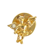 Guardian Angel Gold Tone Scatter Pin with Clear Rhinestone Lapel Hat 0.5... - £5.22 GBP