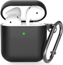 Compatible With Airpods Case Cover with Keychain, Silicone 360°Protective  Black - £7.06 GBP