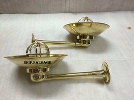 Nautical Antique Old Brass Swan Ship Passageway Wall Wiska Light/Shade Lot Of 2 - £216.53 GBP