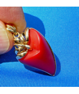 Natural CORAL Red Mediterranean Pendant ORIGINAL SOLID 18K GOLD Bezel Me... - $2,341.99