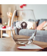 Elephant Couple Heart Etched Glasses - Wine, Champagne, Pint Glasses Sho... - $467.85 MXN+