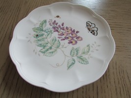 Lenox Butterfly Meadow Luncheon Plate 9&quot; Eastern Tailed Blue Purple Flowers - $11.83