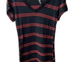 Heart Hips  T shirt Black S Women Striped Cap Sleeve V Neck Fitted - $6.29