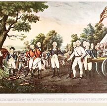 1952 Burgoyne Surrenders To Washington Plate Litho Print Currier &amp; Ives ... - $13.50