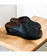 Y2K Naturalizer Mules Women&#39;s 7.5 NAVY BLUE Leather Slides Slip On Comfo... - $39.92 CAD