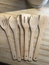 HANSGO 6PCS Bamboo Kitchen Utensils, Bamboo Spatula Spoons Kitchen Cooki... - $20.43 CAD