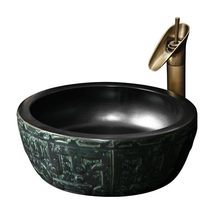 Ceramic Art Lavabo Vessel Sink, Black Green Rectangular Countertop Basin... - $559.38 CAD