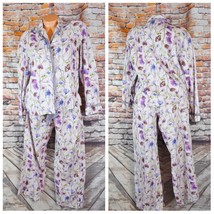 Victorias Secret Medium Violet Purple Flowers Floral 2 Pc Cotton Silk Pajamas - £46.20 GBP