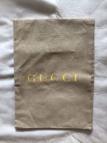 Primary image for Gucci dust bag cover pouch storage beige flap style 14 x 10 in.