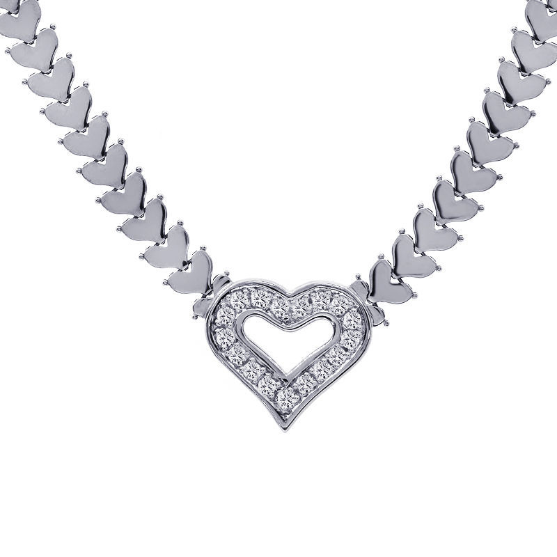 Primary image for 1.00 Carat Round Cut Diamond Heart Shape Necklace 14K White Gold